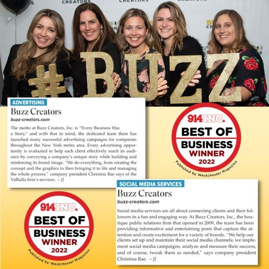 Buzz Creators Named Best Advertising & Social Media Agency By Westchester Magazine